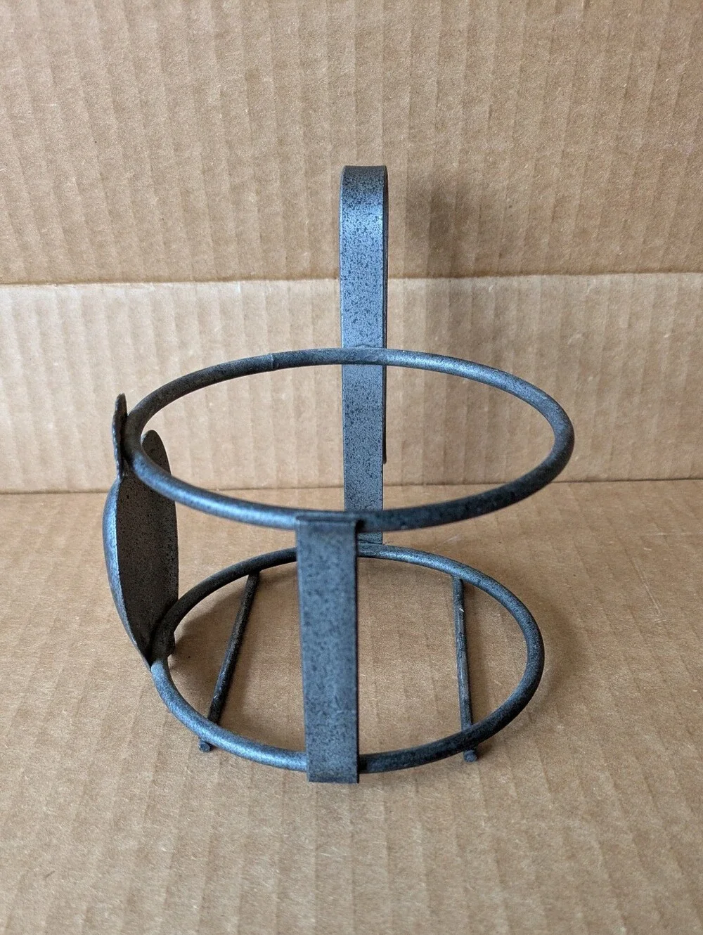 Candle or Plant Stand Metal Hook for Display Apple Design Speckled Gray